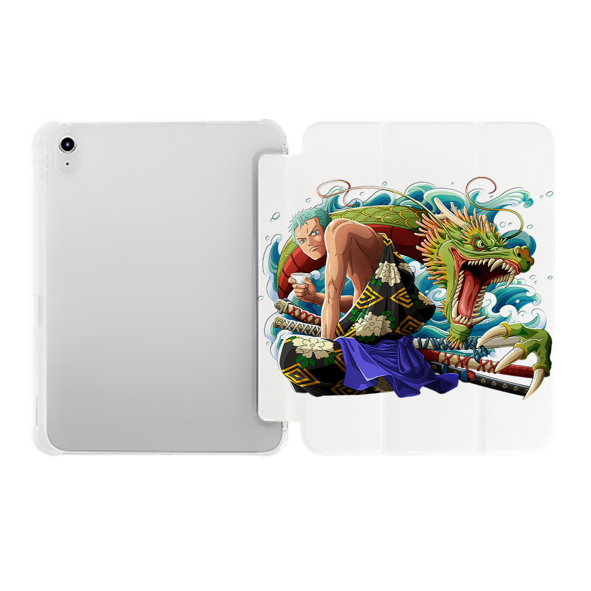 （画像用） ワンピース ロロノア・ゾロ ONE PIECE Roronoa Zoro IPad ケース ペン収納付き 三つ折りスタンド PUレザー×シリコン 対応機種9.5/10.5/10.9インチ